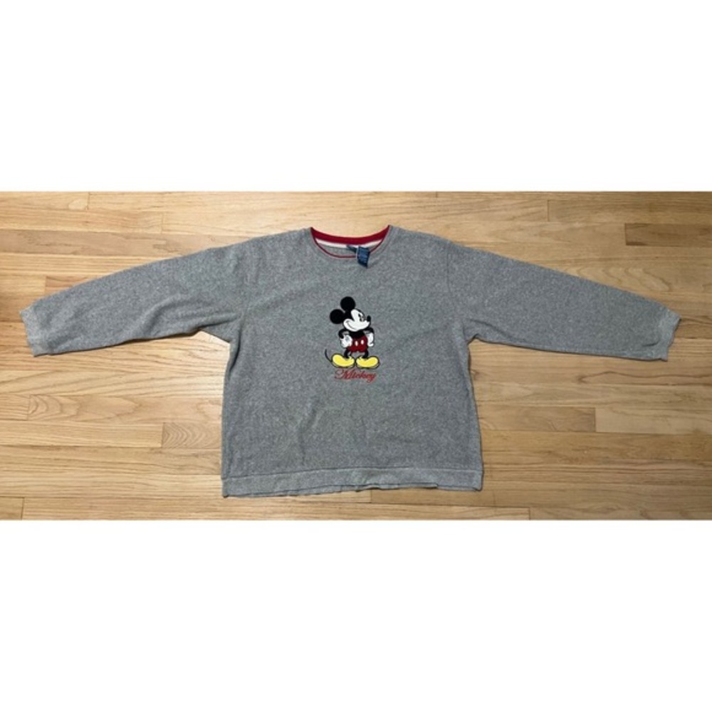 Disney Mickey Mouse Gray Sweatshirt Pullover Crewneck Top Adult X Large